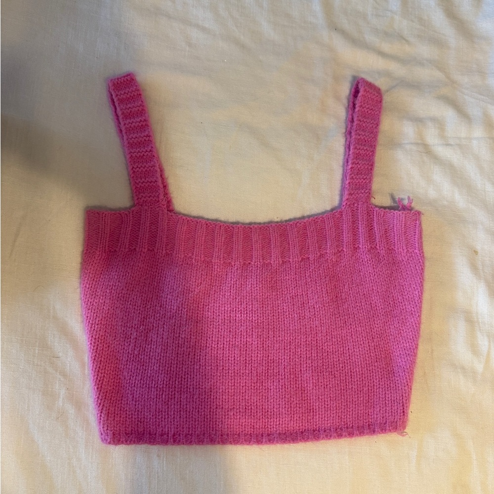 Hot pink knit crop top